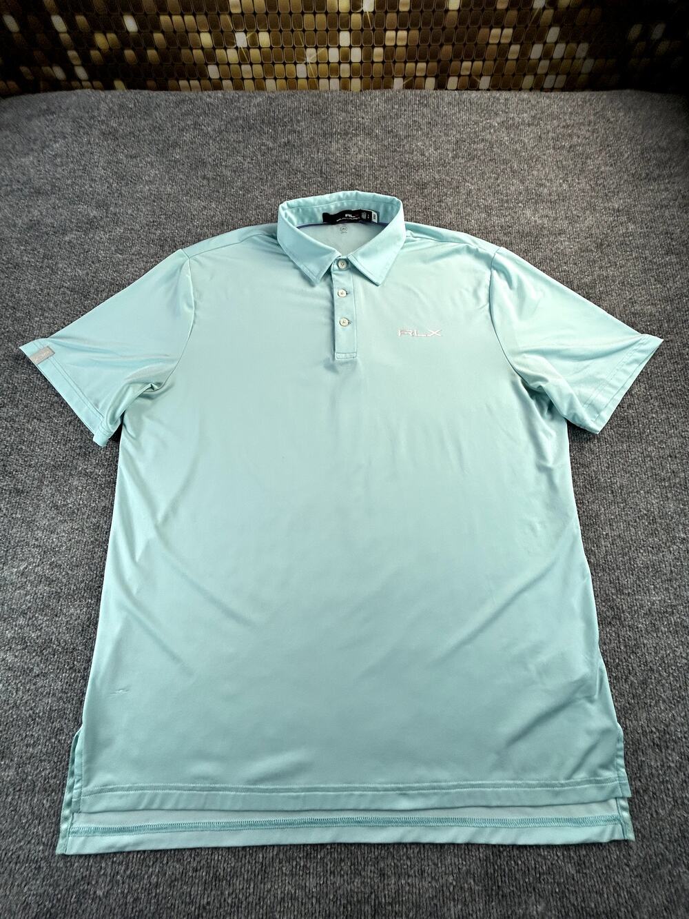 RLX Ralph Lauren Golf Polo Shirt Men's LG Blue Performance Stretch Short Sleeve
